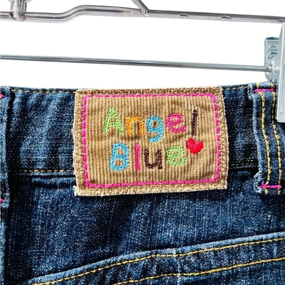 Angel Blue Japanese Embroidered Denim Jean Skirt Girls Size Medium Patchwork - Picture 7 of 8
